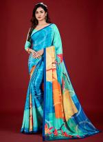 Crape Multi Colour Party Wear Digital Abstract Printed Saree